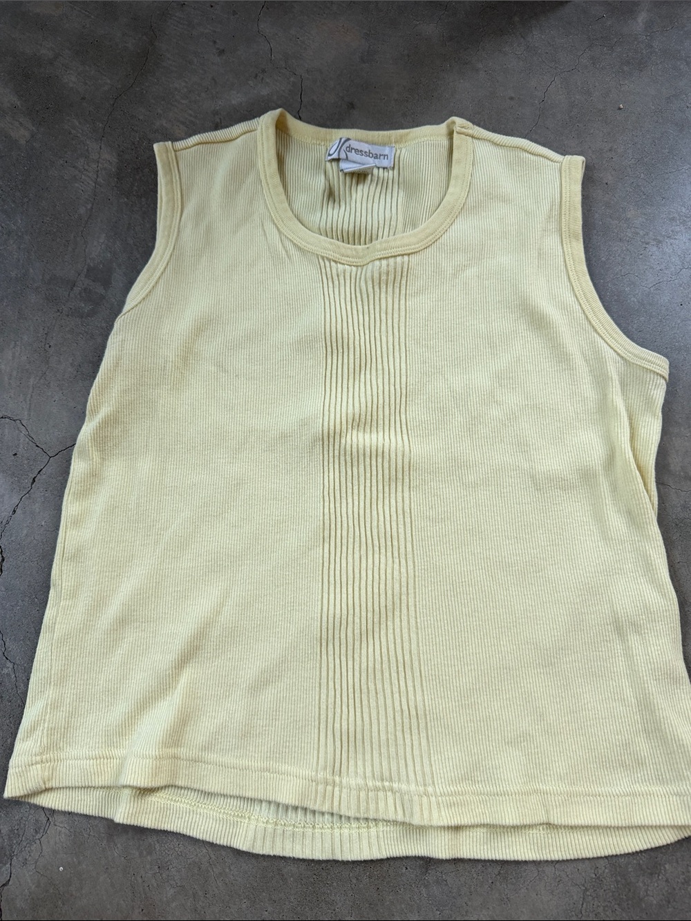 dressbarn Pale Yellow Ribbed Sleeveless Tank